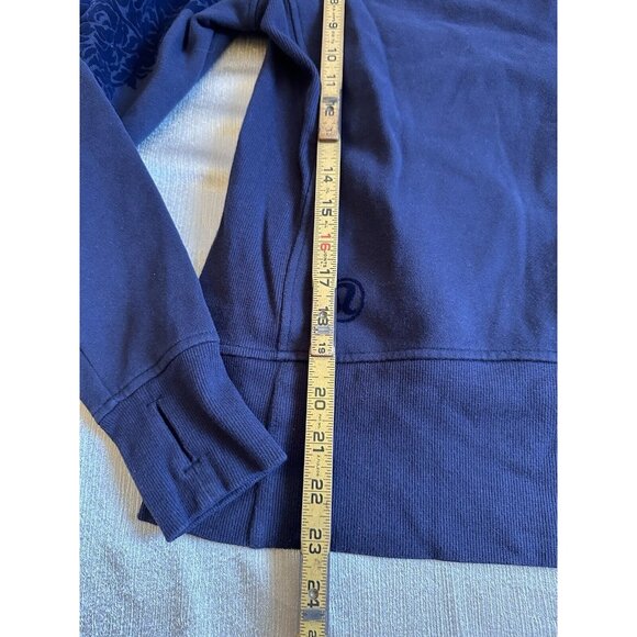 Lululemon Sweater Womens 6 Blue 1/4 Zip Pullover Mock Neck Flock Floral Navy - Picture 9 of 10